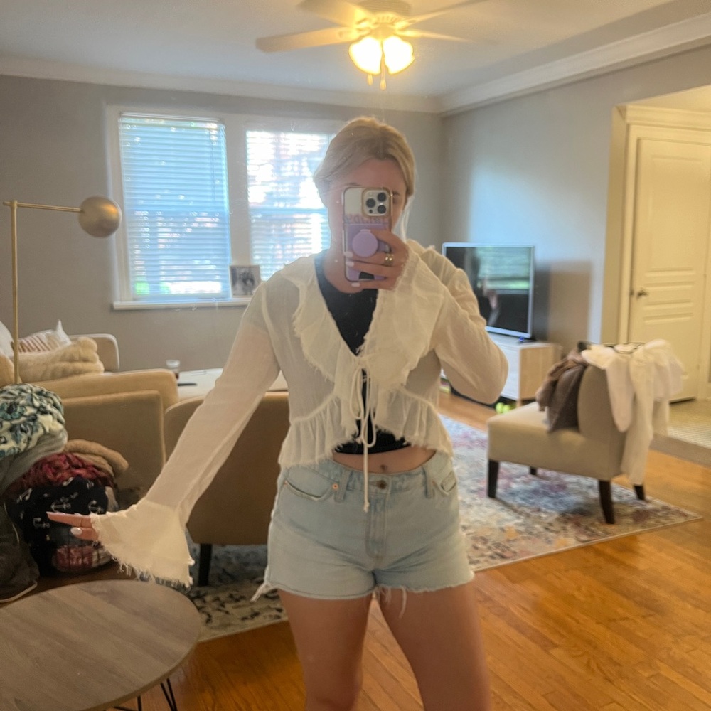 Zara white tie top